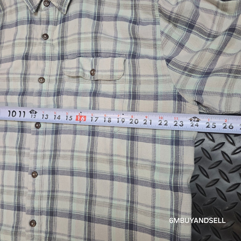 Royal Robbins Mens XL Blue Green Plaid Organic Cotton Relaxed Fit Shirt Y721005 - Picture 10 of 12